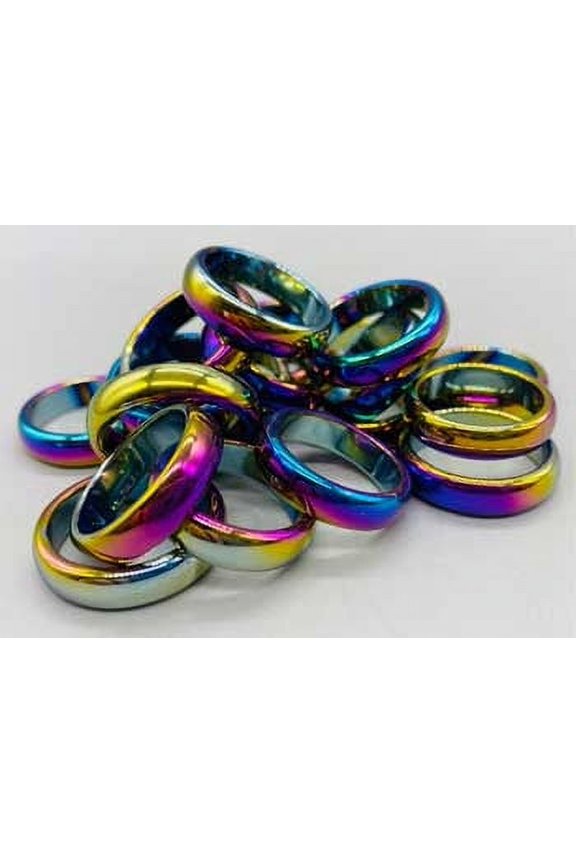(set of 50) Rainbow Hematite rings | Trending Now