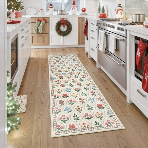 Lahome 2'x6' Moroccan Kitchen Rug 2x6ft Washable Hallway Runner Rug ,Non Slip Boho Runner Rug,Moroccan Area Rugs,Non-Shedding Stain Resistant Kitchen Mat for Entry Bedroom Hallway Beige