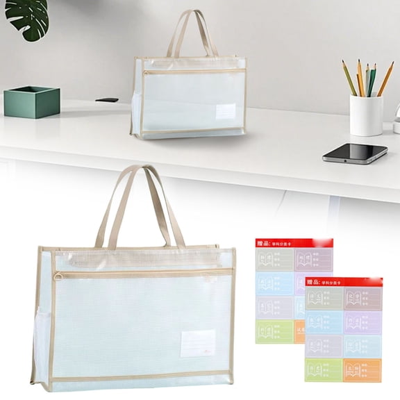 sewing project bag,needlepoint bag,Portable Clear Mesh Zipper Storage Pouch for Stitching, Quilting Knitting and Embroidery Projects Storage(Beige)