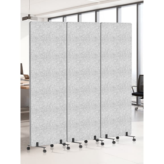 sexaoalx 3 Panel Soundproof Room Divider with Wheels, Privacy Screens Folding Partition for Home Office Bedroom, 72x66 Inch
