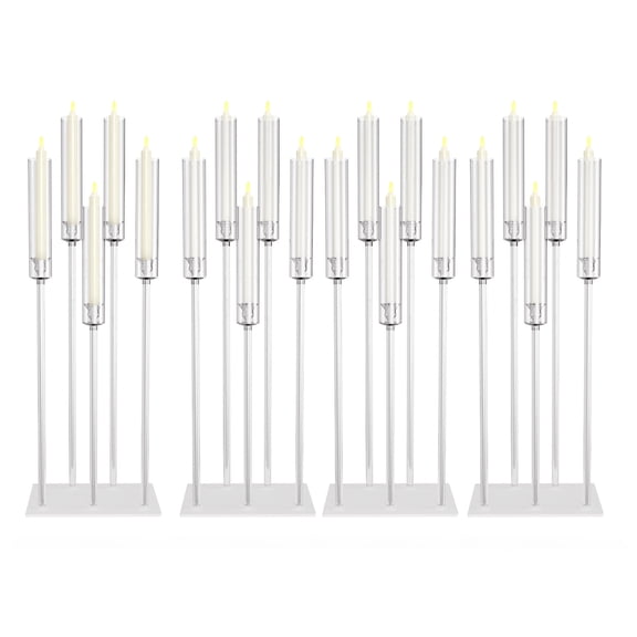 sexaoalx 4/8 Pack Acrylic Candelabra Set, 5 Arm Clear Candle Holder Centerpiece for Wedding Party Table Decor, Fit 0.87 Inch LED Candles