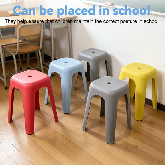sexaoalx Stackable Stools, 17 Inch Plastic Nesting Stools Backless Chairs for Classroom Home Office Party, Set of 6/8
