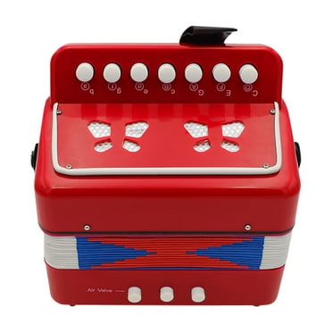 sgeqmo Kids Hexagonal Accordion Toy Accordian Mini Musical Instruments 10 Keys Button for Child Children Kids Toddlers Beginners (Red)