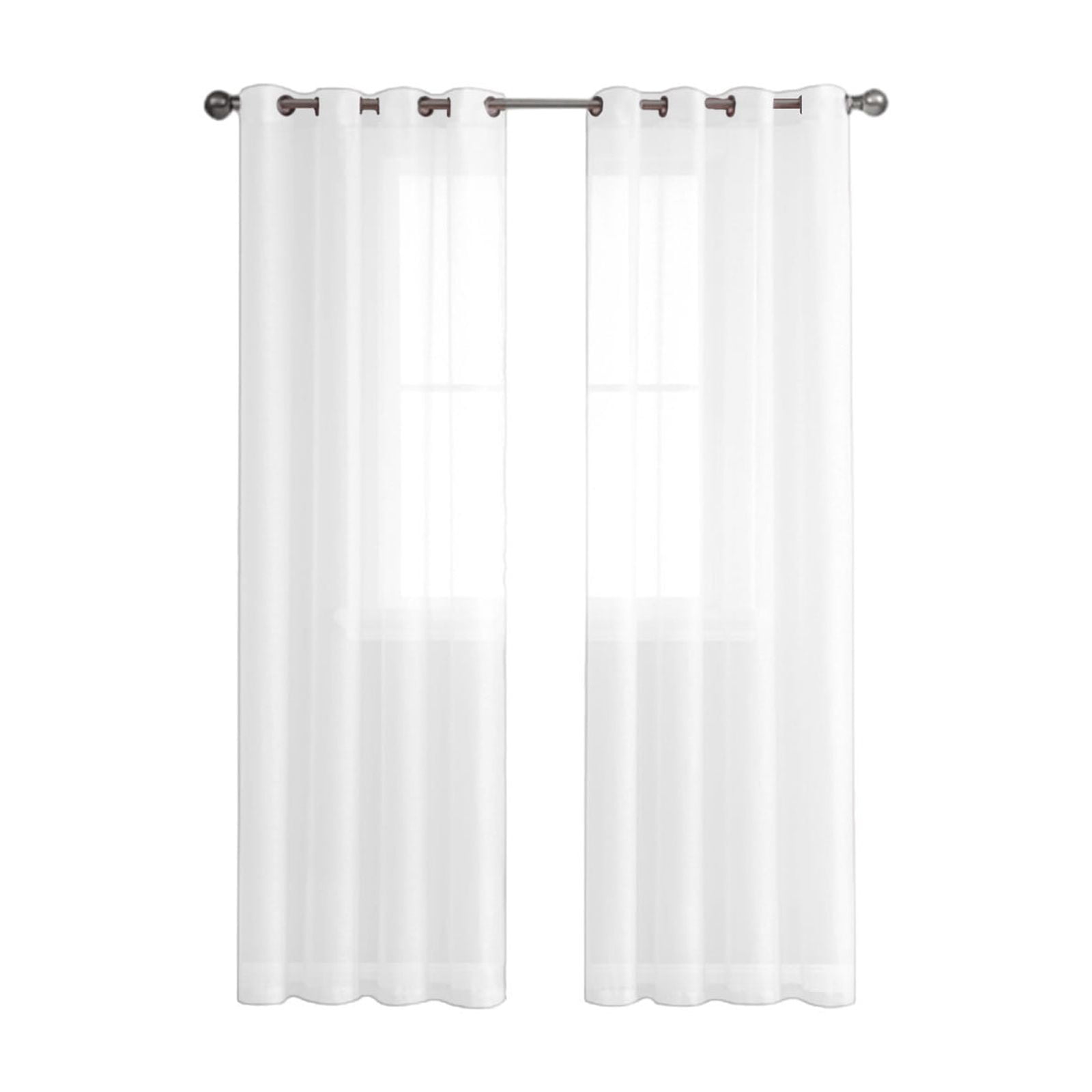 Indigo Ink Gauzy Knotted Tie Top Sheer Curtain Panel | Boho Decor, 70x95 Inches, Mia White