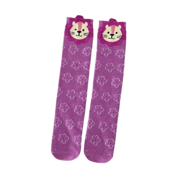shamjina 1 Pair Kids Girls Knee High Socks 3-15 Years Comfortable Cotton Animal Socks Lion