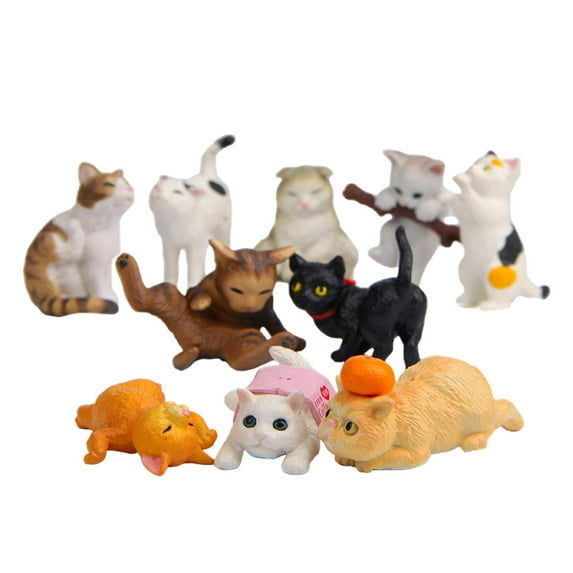 shamjina 10 Pieces Japanese Cats Lovely Landscaping Figurine Animal Cat Doll for