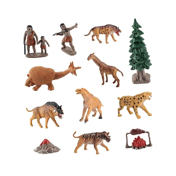 shamjina 12Pcs Mini Prehistoric Animal Model Educational Toys Primitive Men Model A