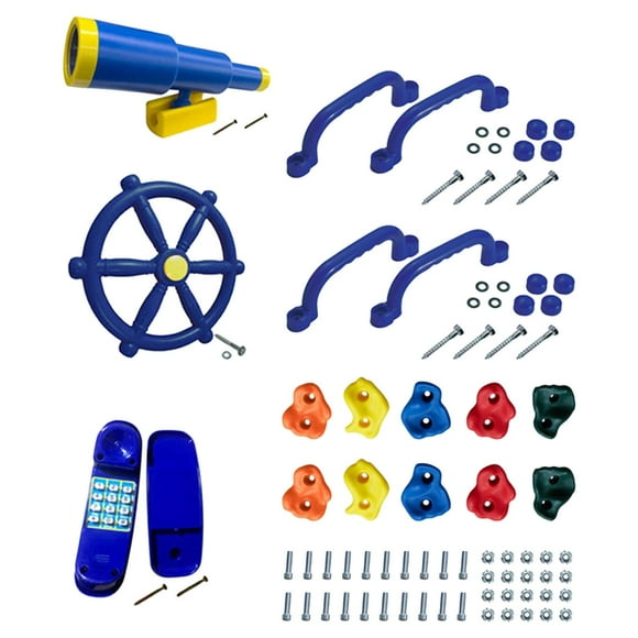 shamjina 15Pcs Kids Playground Equipment Treehouse Backyard Playset Climbing Rocks Phone