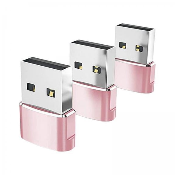 shamjina 2X 3Pcs Type-.1 to USB 2.0 Adapter Plug Data for Headphones Pink