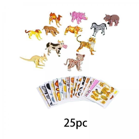 shamjina 2x3D Cartoon Puzzles Learn Activities Fine Motor Skills Montessori Toys animals 2 Pcs
