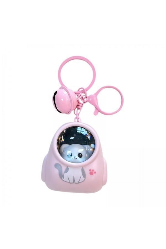 2xKeychain Keyring Pendant Astronaut Kitten Theme Supplies Cartoon Bag Pendant pink