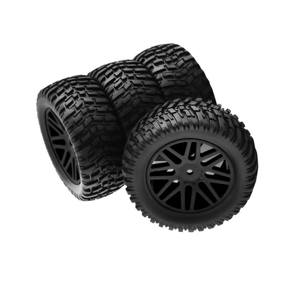 shamjina 4 Pieces 1/10 RC Tires and Wheels Good Grip Wheel Rim and Tires Set black