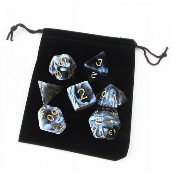 shamjina 4x Set of 7 Polyhedral Dices Set Party Toys D4-D20 with Pouch for RPG Table Games Classroom Accessories Math Teaching