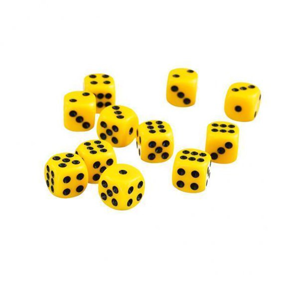 shamjina 4x50 x 12mm Opaque Six Sided Dice Games D6 RPG Yellow 4 Pcs
