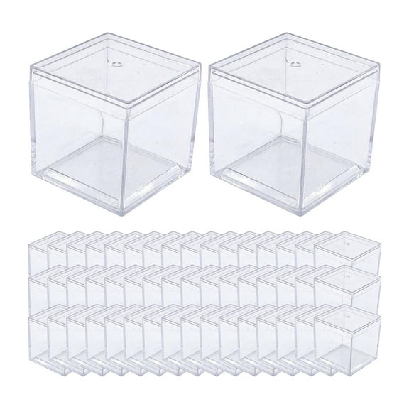 shamjina 50 Pieces Acrylic Display Case 3.3x3.3x3.3cm Mini Candy Box for Collectibles