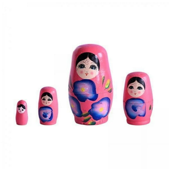 shamjina 5x 4 Piece Doll Toys, Birthday Gifts, Collectible Figures, Handmade Wooden Stacking Doll Set for Table Shelf