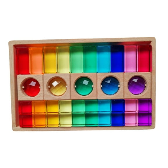 shamjina Acrylic Stacking Blocks Rainbow Stacking Game Cubes Sensory Educational Stacking