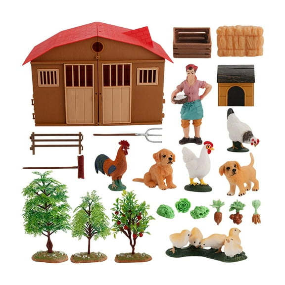 shamjina Animal Figurines Set Barn Farm Toys Playset for Baby 3 4 5 6 7 Year Old Kids