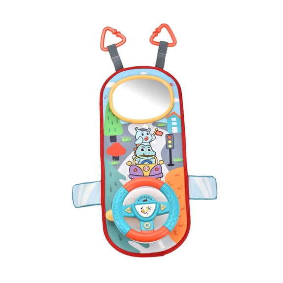 shamjina Car Toy Steering Wheel with Music Early Educational Activity Center in Car Wheel Light Blue Red