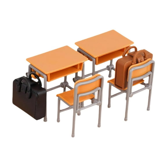 shamjina Dollhouse Classroom Desk Chair Model 1:12 Miniature Scene Dollhouse Accessories