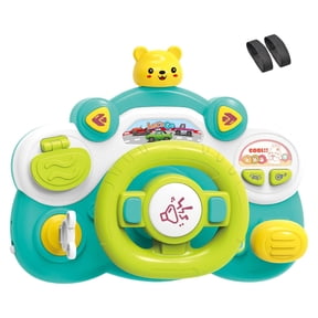 shamjina Electric Steering Wheel Toy Simulation Multifunctional Turn and Learn Driver for green base