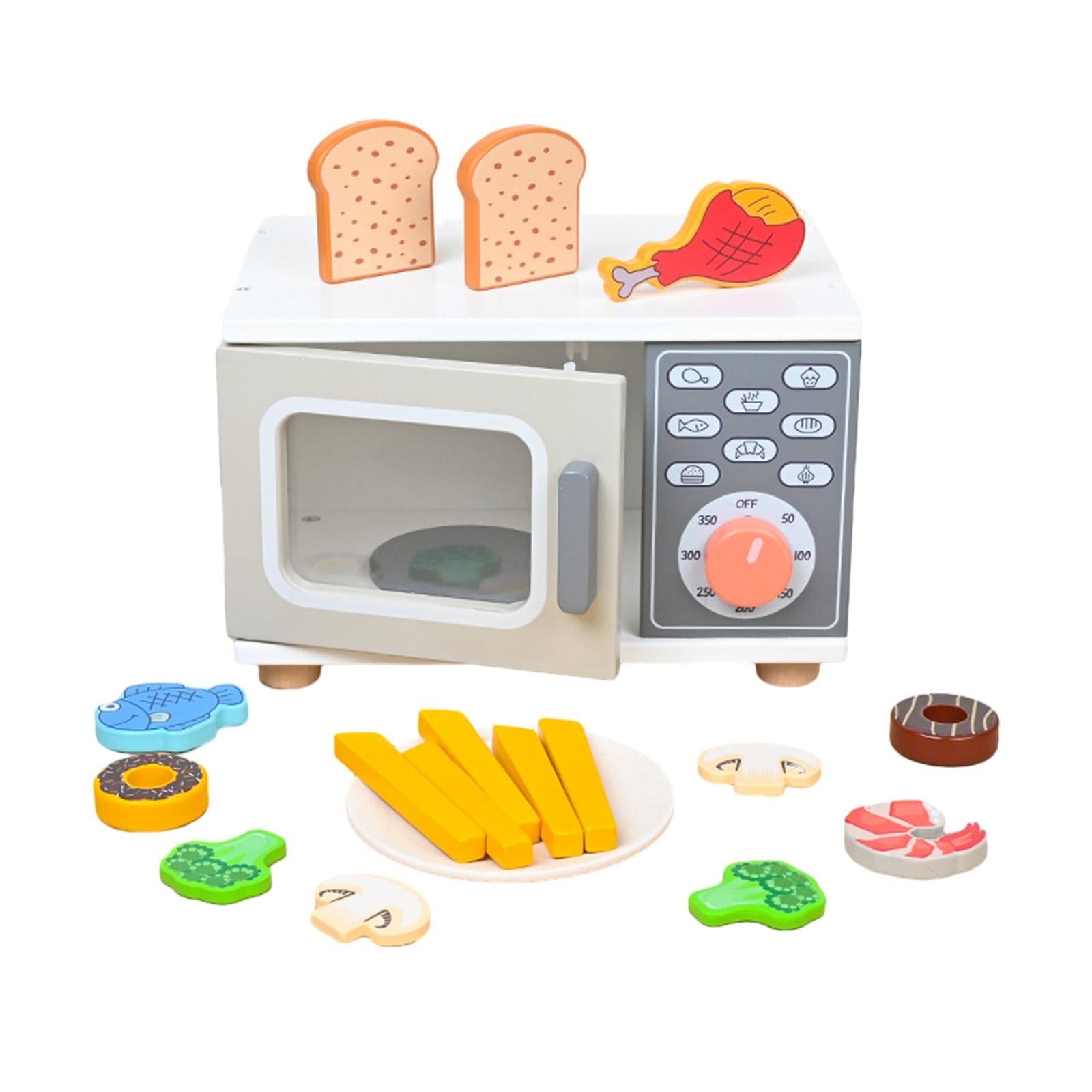 shamjina Kids Microwave Toy Wooden Microwave Oven Toys for Children
