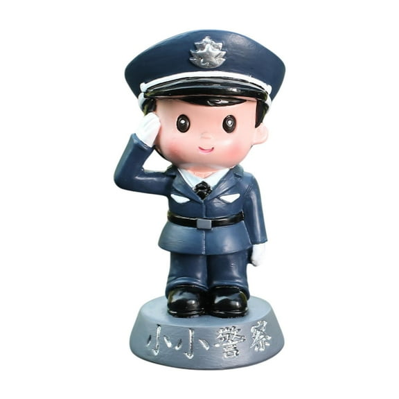 shamjina Police Figure Statue Cake Topper Creative Crafts Decorative Character Sculpture Boy Statue