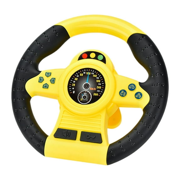 shamjina Simulation Steering Wheel Toy Car Driving Toy for Preschool Ages 2 3 4 Years yellow with base