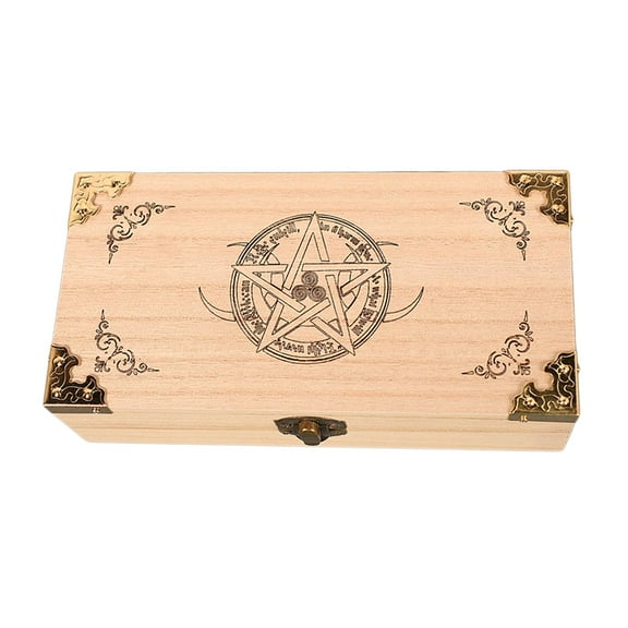 shamjina Wood Storage Decor Decorative Treasure Chest for Dice Cards Jewelry B