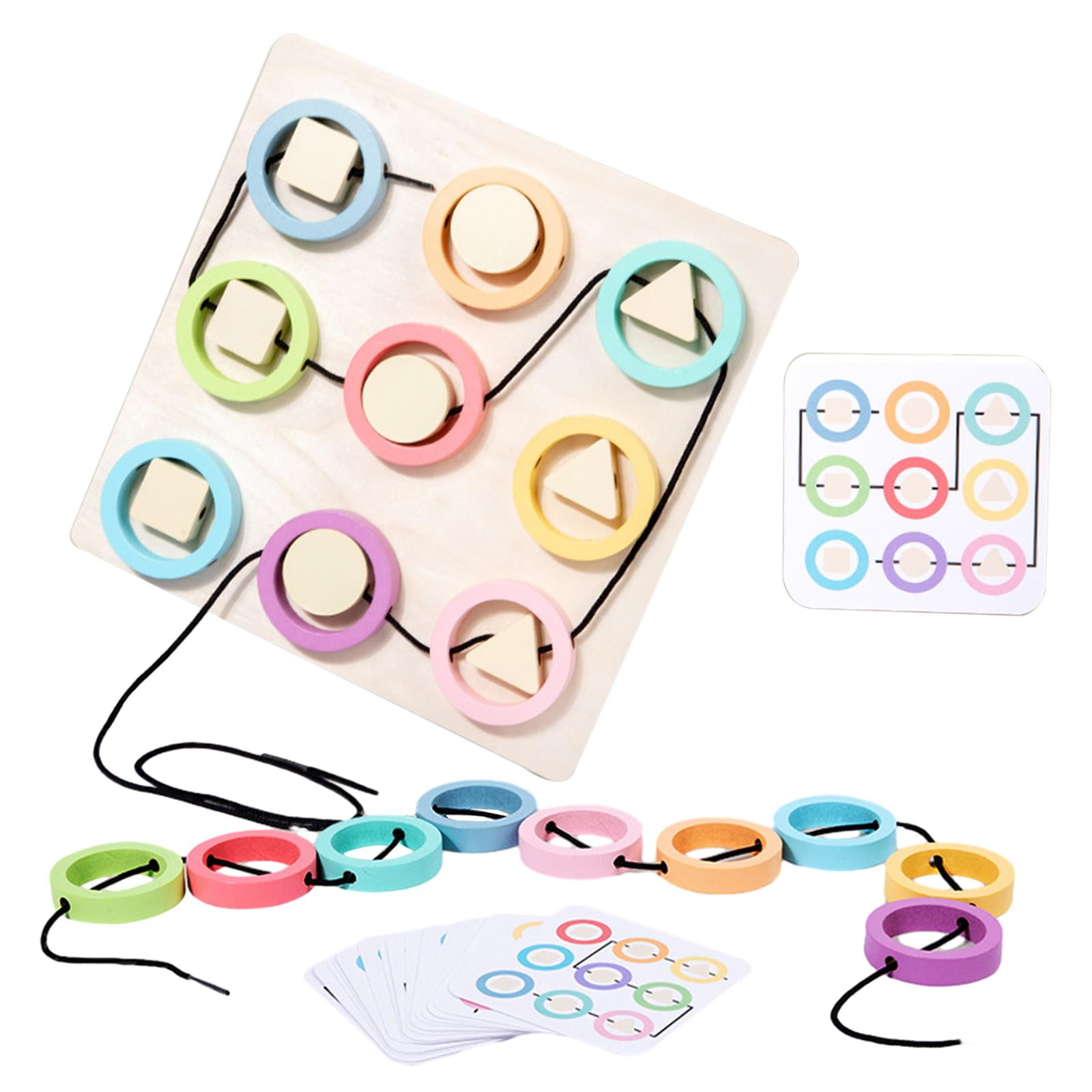 shamjina Wooden Lacing Toy Fine Motor Skills Threading Board Block Toy