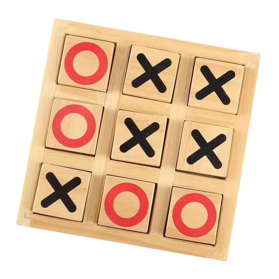 shamjina Wooden Tic TAC Toe Game Noughts and Crosses XO Chess Board Game Interactive Coffee Table Games Brain Teaser for Families Gifts 16.3cmx2.5cmx16.3cm