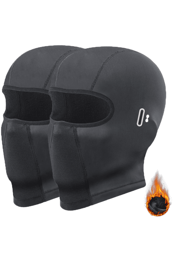 2 Pcs Balaclava Ski Mask, Face Mask for Man Woman with Fleece Lining for Winter Cold Weather, Skiing Snowboarding Cycling Motorcycle Face Cover UV Protection, Black