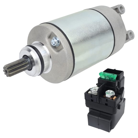 shamofeng Starter Motor & Relay for Suzuki LT-Z400 LT-Z400Z Quadsport 03-08| Kawasaki KFX400 KSF400 03-06| Arctic Cat 400 DVX 04-08, 18718 31100-29F00 21163-S004