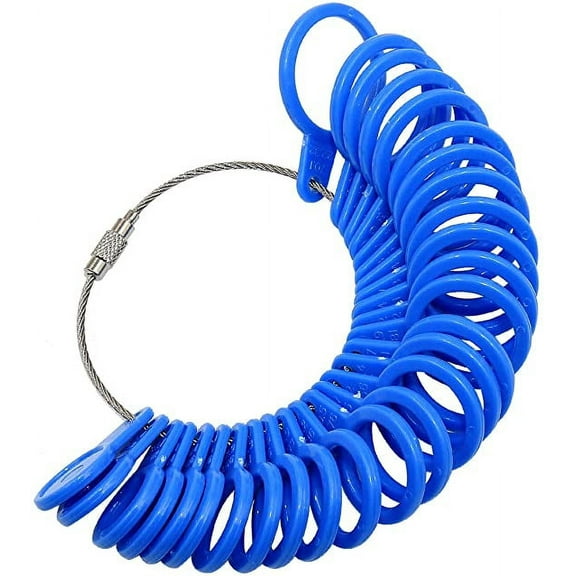 shangniulu US UK Blue Plastic Ring Sizer Tool Finger Size Gauge Measuring Kit Ring Sizers Measure Rings Sizing 1-13 A-Z with Half Size 27 Pieces