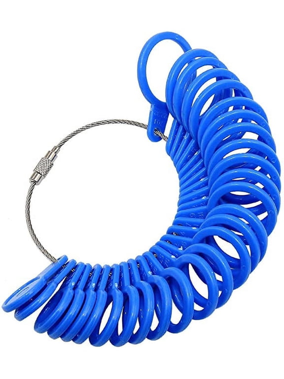 US UK Blue Plastic Ring Sizer Tool Finger Size Gauge Measuring Kit Ring Sizers Measure Rings Sizing 1-13 A-Z with Half Size 27 Pieces