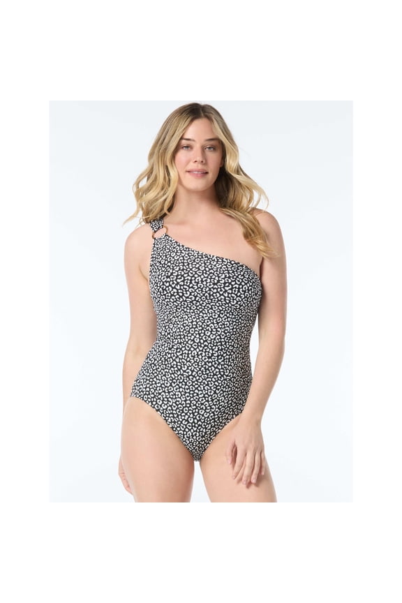 One Shoulder One Piece, 005-Black/White, L