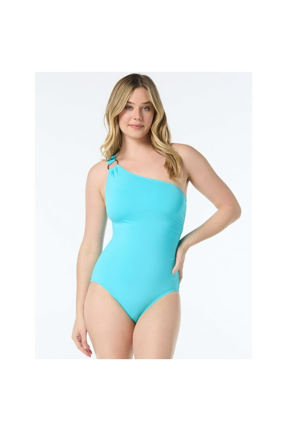 One Shoulder One Piece, 440-Turquoise, S