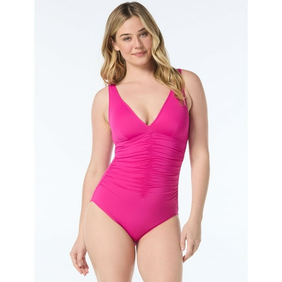 shapemaker V Neck One Piece, 628-Azalea, S