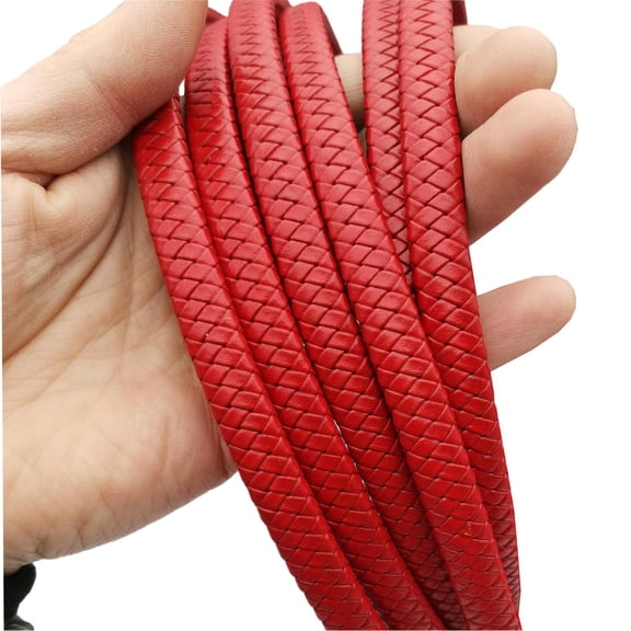 shapesbyX 1 Yard 12x6mm Flat Braided Leather Cord 12mmx6mm Leather Strap for Jewelry Making in Bracelet or Decor