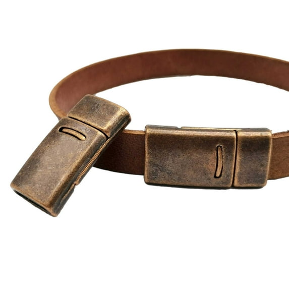 shapesbyX 10 Pieces 10mm Flat Magnetic Clasps for Bracelet Making Leather Strip Glue 10mmx2mm Hole