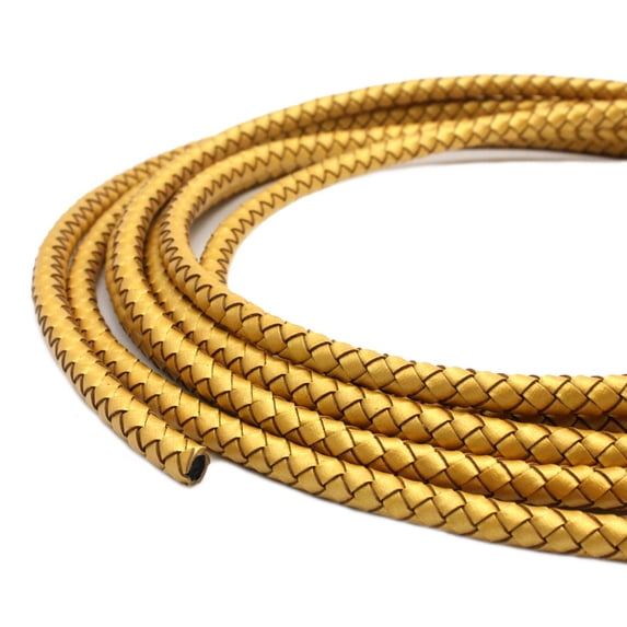shapesbyX 3 Yards 6mm Round Braided Leather Bolo Cords for Jewelry Making Bracelet Beading Cord