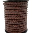 thumbnail image 1 of shapesbyX 3 Yards Distressed Brown Braided Leather Cord 5mm Round Regenerated Leather Strap for Bracelet Making Jewelry Making or Beading, 1 of 4