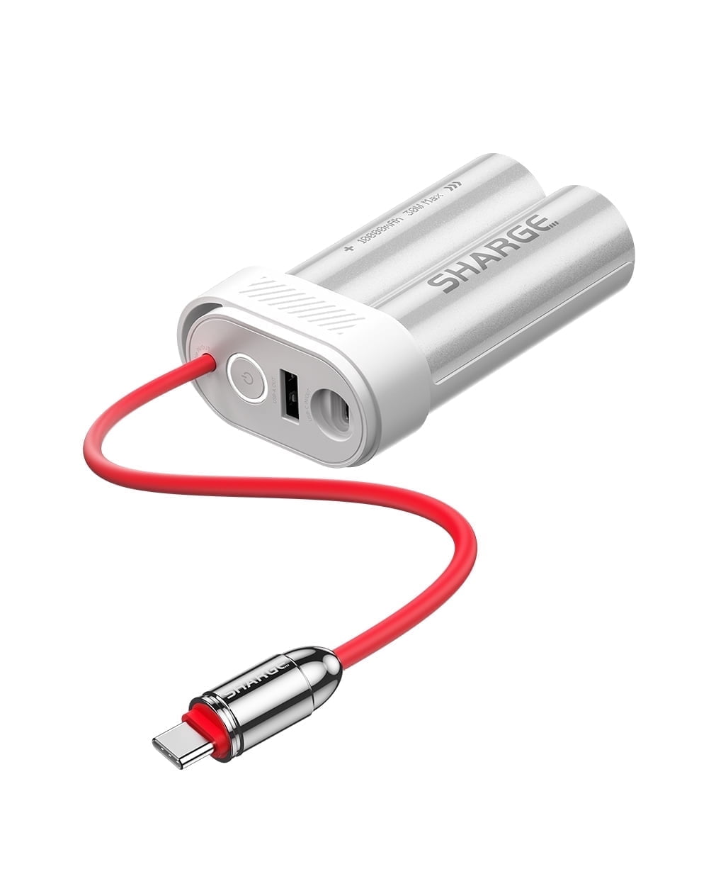 sharge Power Bank 10000mAh 30W Portable Charger with Built-in Type C Cable USB-C and USB-A Port Battery Pack for iPhone 16/15 Galaxy S24 iPad Pixel 9