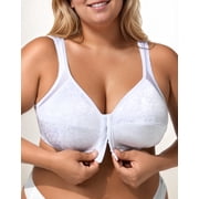 SHARICCA Women's Minimizer Bra Front Closure Non Padded Full Coverage Wire-Free Bras Comfortable Wide Strap, Plus Size Bras White 46DD