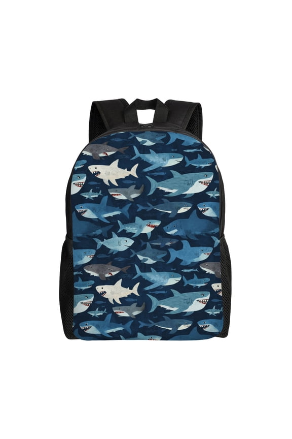 shark pattern Backpack with 15 Inch Laptop Compartment,Water-Resistant Daypack, Large Capacity Backpack with Adjustable Breathable Shoulder Straps for Daily Use Travel Gym