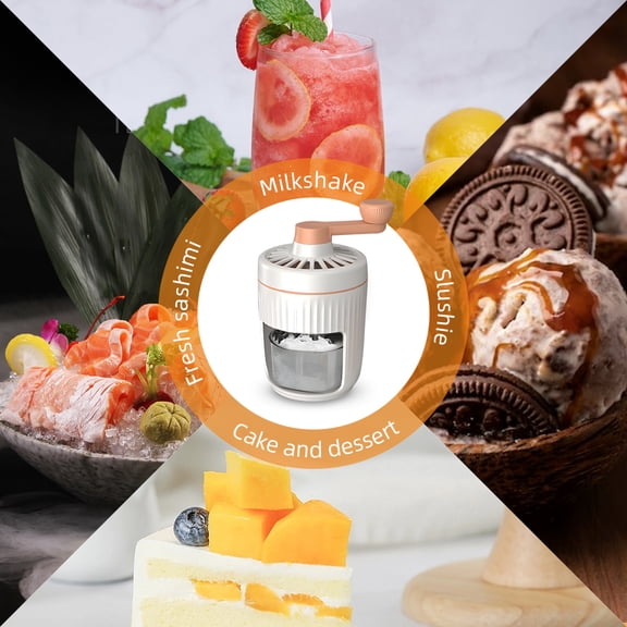 shaved ice machine Home Shaved Ice Machine - Hand Crank Slushie Maker Machine with Free Ice Cube Tray Portable Snow Cone Machine with Stainless Steel Blades for Ice Cream /