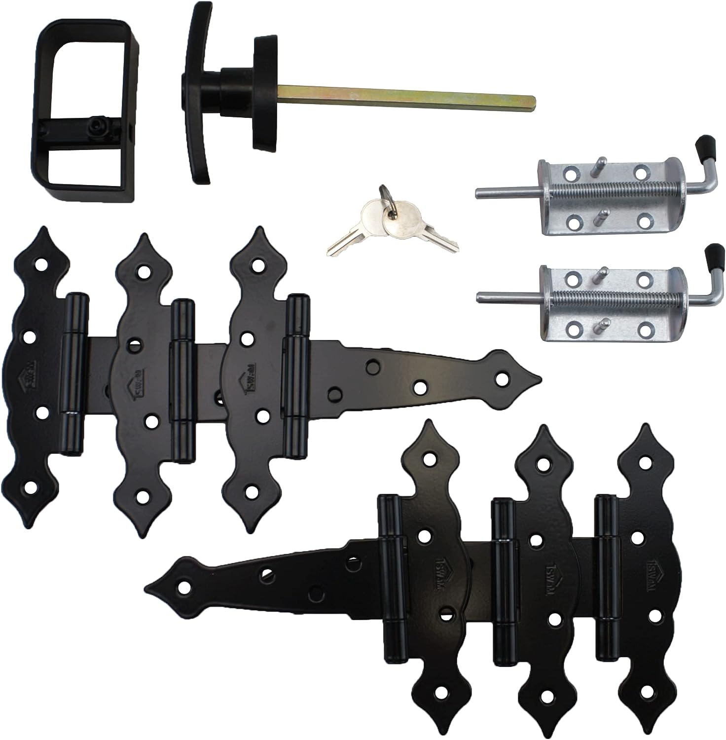 shed double door hardware kit decorative hinges (5"), locking t handle set, new heavy duty