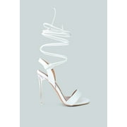 sheeny clear stiletto lace up heels