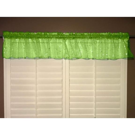 sheer organza window valance 58 wide green with silver stars