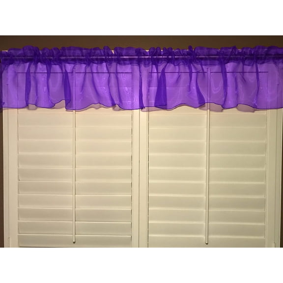 sheer organza window valance 58 wide purple